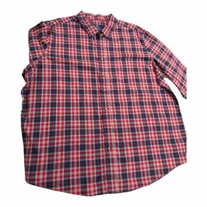 George Red and Blue Plaid Long Sleeve Dress Shirt